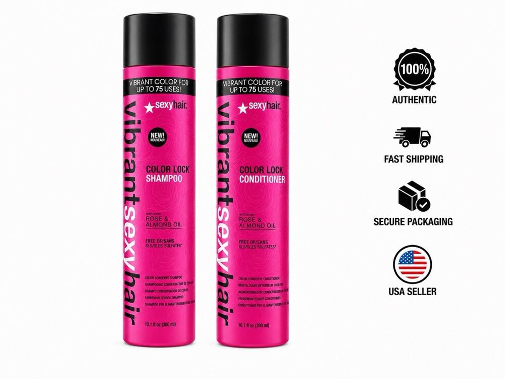 Sexy Hair Vibrant Color Lock Shampoo & Conditioner 10.1oz Duo Rose Oil
